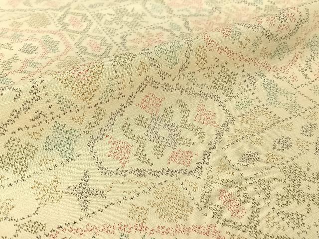 平和屋着物▽上質な紬 単衣 正倉院花文 正絹 逸品 AABG7008jh
