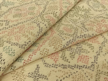 平和屋着物▽上質な紬 単衣 正倉院花文 正絹 逸品 AABG7008jh