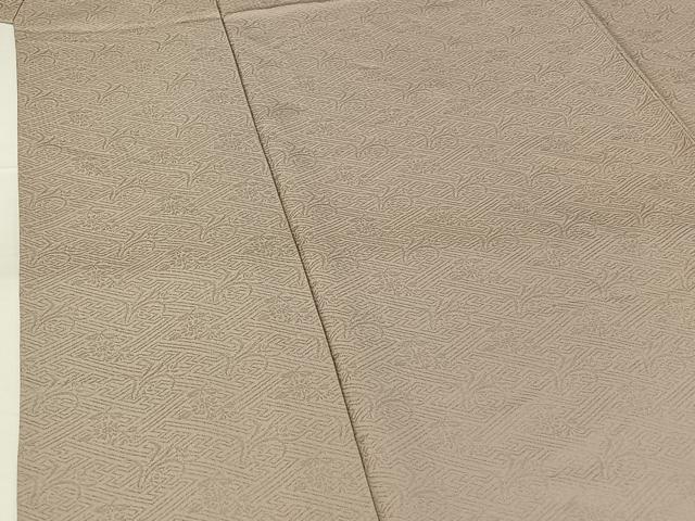 平和屋着物▽上質な色無地 単衣 草花地紋 牡丹鼠色 正絹 逸品 AABG7009jh