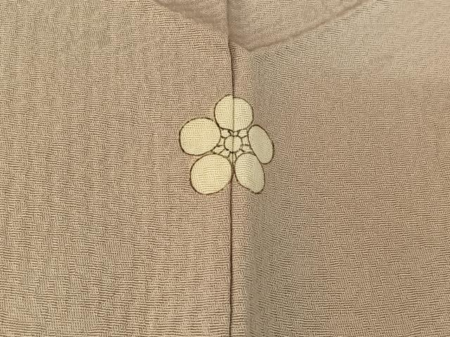 平和屋着物▽上質な色無地 単衣 草花地紋 牡丹鼠色 正絹 逸品 AABG7009jh