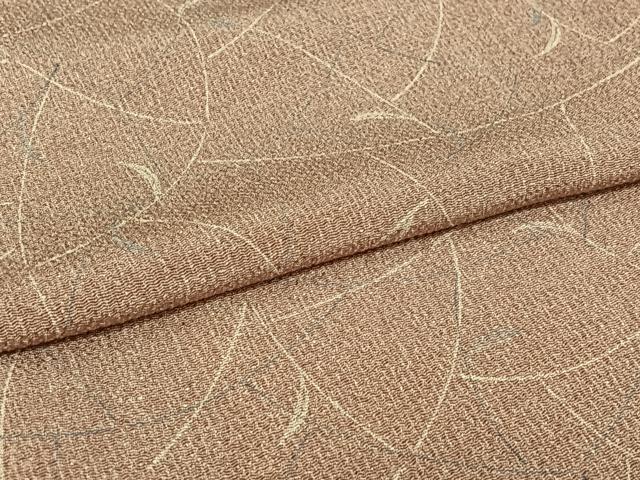 平和屋着物▽上質な小紋 単衣 草葉文 鬼しぼ縮緬 やまと誂製 正絹 逸品 AABG7010jh