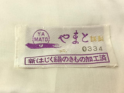 平和屋着物▽上質な小紋 単衣 草葉文 鬼しぼ縮緬 やまと誂製 正絹 逸品 AABG7010jh