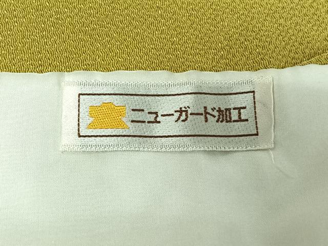 平和屋着物▽上質な色無地 単衣 鶸色 鬼しぼ縮緬 正絹 逸品 AABG7014jh