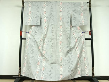 平和屋着物▽上質な紬 単衣 花間道 正絹 逸品 AABG7020jh
