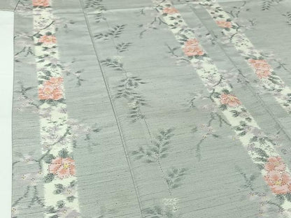 平和屋着物▽上質な紬 単衣 花間道 正絹 逸品 AABG7020jh
