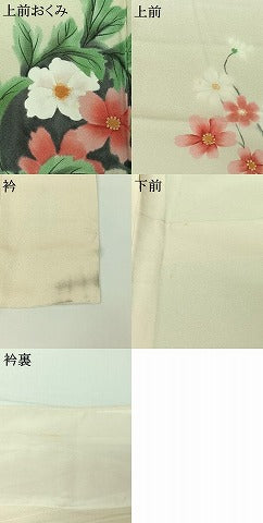 平和屋着物▽豪華振袖 単衣 手描き 草花文 正絹 逸品 AABG7021jh