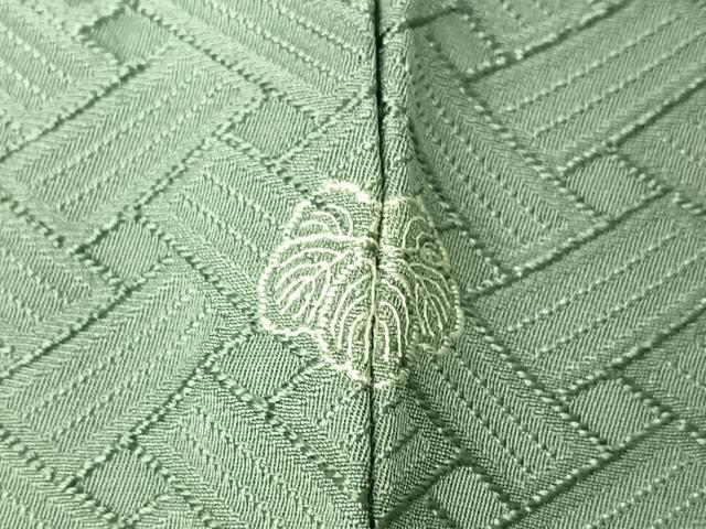 平和屋着物▽上質な色無地 単衣 網代地紋 青竹色 正絹 逸品 AABG7023jh