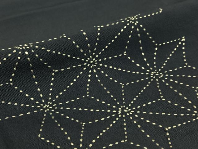 平和屋着物▽訪問着 単衣 紬地 総刺繍 刺し子刺繍 麻の葉文様 正絹 逸品 AABG7029jh