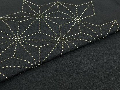 平和屋着物▽訪問着 単衣 紬地 総刺繍 刺し子刺繍 麻の葉文様 正絹 逸品 AABG7029jh