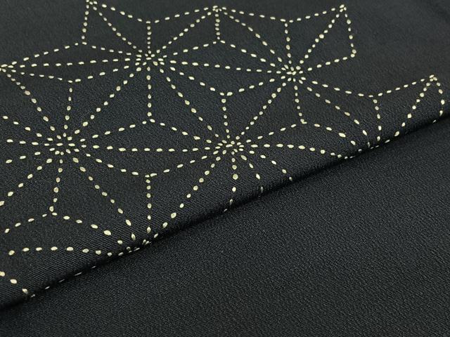 平和屋着物▽訪問着 単衣 紬地 総刺繍 刺し子刺繍 麻の葉文様 正絹 逸品 AABG7029jh