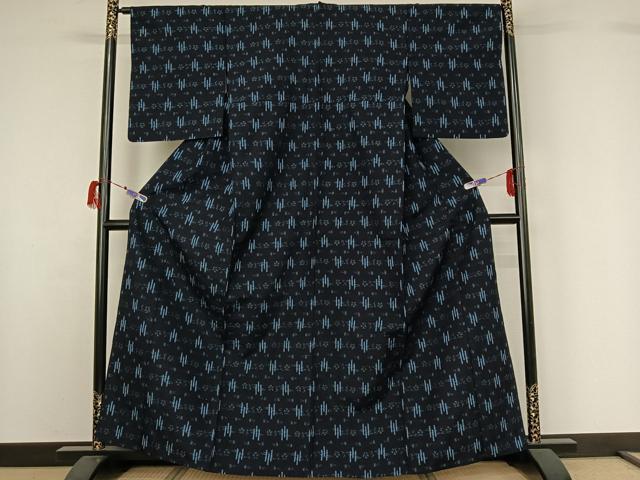 平和屋着物▽上質な紬 単衣 琉球絣文様 正絹 逸品 AABG7032jh