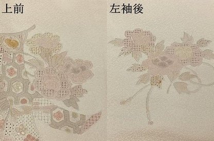平和屋着物▽中国三大刺繍 汕頭刺繍 スワトウ刺繍 訪問着 単衣 几帳花文 正絹 逸品 AABG7034jh