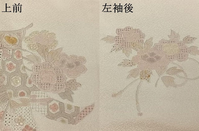 平和屋着物▽中国三大刺繍 汕頭刺繍 スワトウ刺繍 訪問着 単衣 几帳花文 正絹 逸品 AABG7034jh