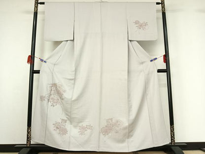 平和屋着物▽中国三大刺繍 汕頭刺繍 スワトウ刺繍 訪問着 単衣 几帳花文 正絹 逸品 AABG7034jh