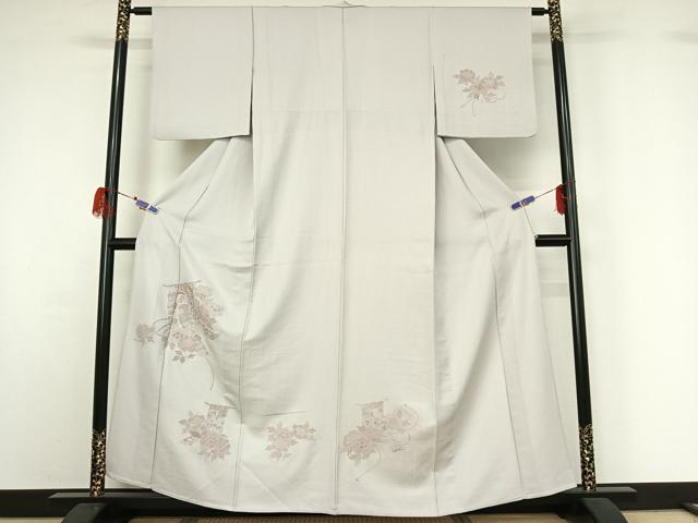 平和屋着物▽中国三大刺繍 汕頭刺繍 スワトウ刺繍 訪問着 単衣 几帳花文 正絹 逸品 AABG7034jh