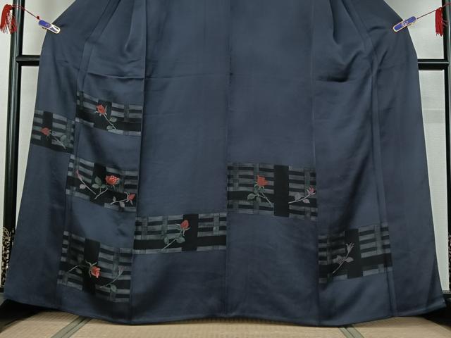 平和屋着物▽訪問着 単衣 刺繍 横段花文 正絹 逸品 AABG7038jh