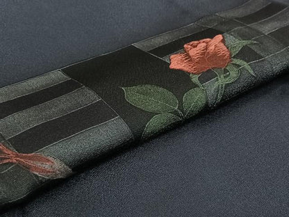 平和屋着物▽訪問着 単衣 刺繍 横段花文 正絹 逸品 AABG7038jh
