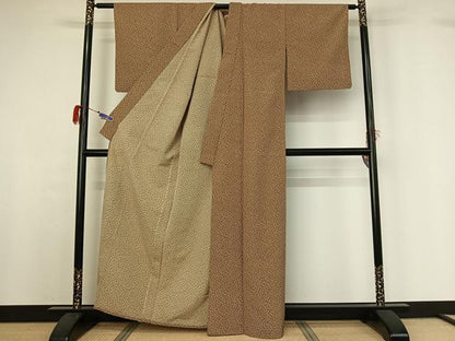 平和屋着物▽上質な小紋　単衣　花づくし文　正絹　逸品　AABG7042jh