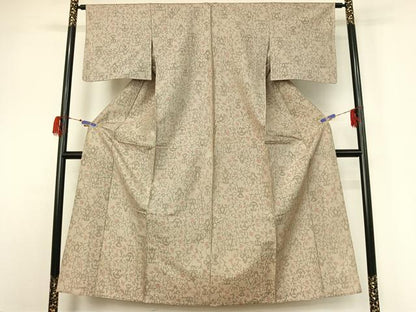 平和屋着物▽本場大島紬 単衣 7マルキ 花唐草文 正絹 逸品 AABG7043jh
