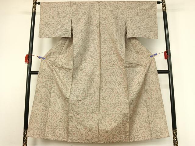 平和屋着物▽本場大島紬 単衣 7マルキ 花唐草文 正絹 逸品 AABG7043jh