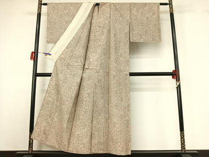 平和屋着物▽本場大島紬 単衣 7マルキ 花唐草文 正絹 逸品 AABG7043jh
