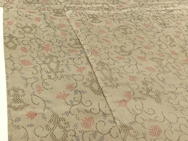 平和屋着物▽本場大島紬 単衣 7マルキ 花唐草文 正絹 逸品 AABG7043jh