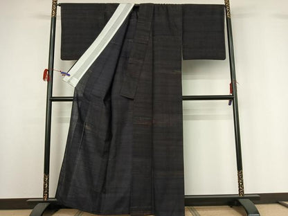 平和屋着物▽上質な紬 単衣 霞文 正絹 逸品 AABG7044jh