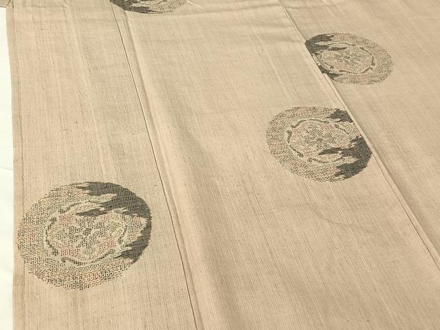 平和屋着物▽本場結城紬 重要無形文化財 単衣 正倉院花文 正絹 逸品 AABG7045jh
