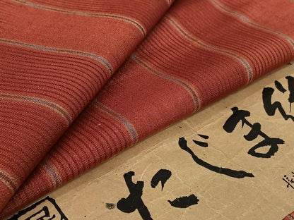 平和屋着物▽上質な紬　単衣　たぐま絣　反端付き　正絹　逸品　AABG7049jh