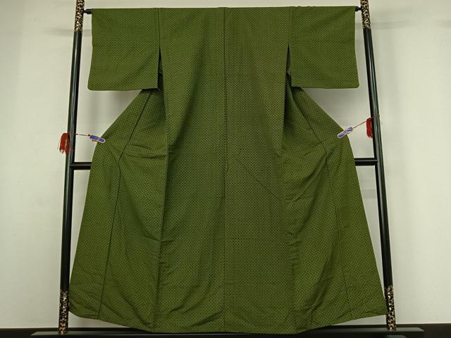 平和屋着物▽上質な紬　単衣　格子　正絹　逸品　AABG7050jh