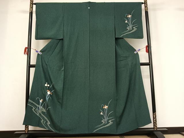 平和屋着物▽訪問着 単衣 流水杜若文 金彩 正絹 逸品 AABG7051jh