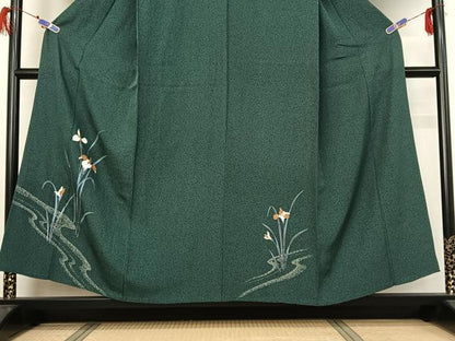 平和屋着物▽訪問着 単衣 流水杜若文 金彩 正絹 逸品 AABG7051jh