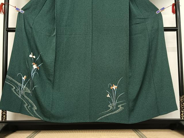 平和屋着物▽訪問着 単衣 流水杜若文 金彩 正絹 逸品 AABG7051jh