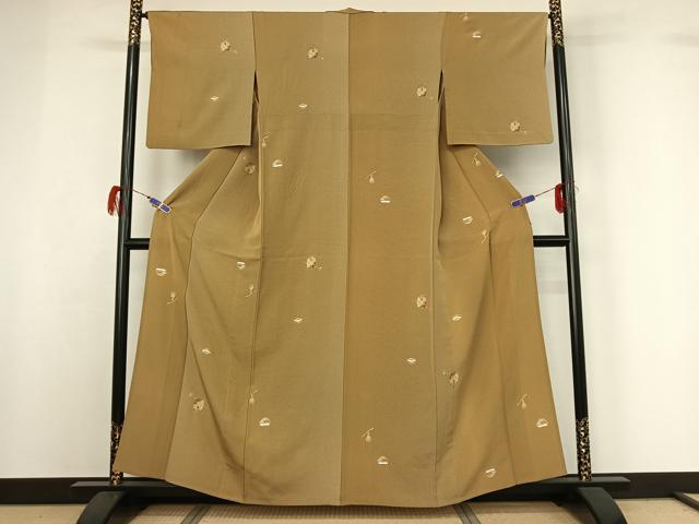 平和屋着物▽上質な小紋 単衣 仕覆花文 正絹 逸品 AABG7052jh