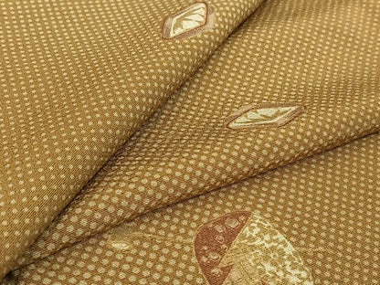 平和屋着物▽上質な小紋 単衣 仕覆花文 正絹 逸品 AABG7052jh