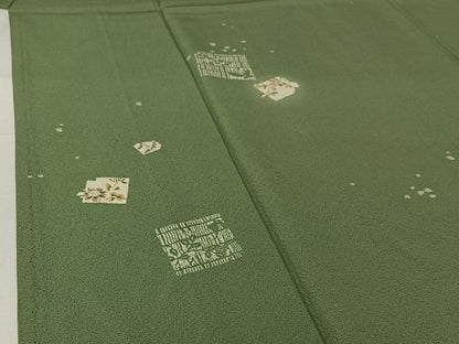 平和屋着物▽上質な小紋 単衣 色紙花蝶文 正絹 逸品 AABG7055jh