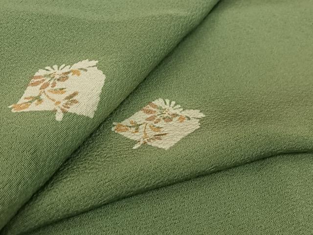 平和屋着物▽上質な小紋 単衣 色紙花蝶文 正絹 逸品 AABG7055jh