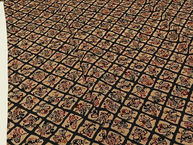 平和屋着物▽上質な小紋 単衣 型染め 飾花文 鬼しぼ縮緬 正絹 逸品 AABG7057jh