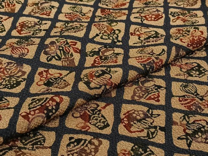 平和屋着物▽上質な小紋 単衣 型染め 飾花文 鬼しぼ縮緬 正絹 逸品 AABG7057jh