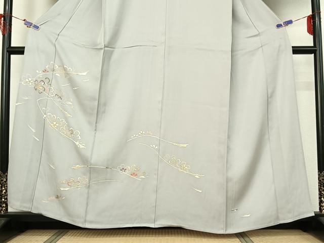 平和屋着物▽訪問着 単衣 草花文 金彩 正絹 逸品 AABG7058jh