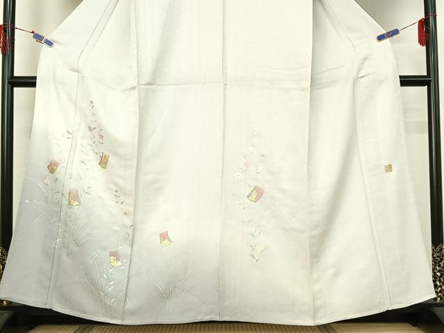 平和屋着物▽岩井半四郎 歌舞伎役者 日本舞踊家 訪問着 単衣 草花文 暈し染め 金彩 正絹 逸品 AABG7059jh