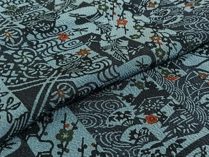 平和屋着物▽上質な小紋 単衣 亀甲花文 鬼しぼ縮緬 正絹 逸品 AABG7061jh