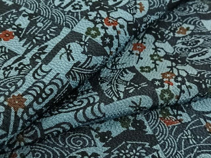 平和屋着物▽上質な小紋 単衣 亀甲花文 鬼しぼ縮緬 正絹 逸品 AABG7061jh