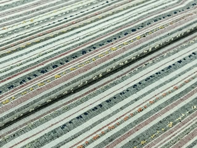 平和屋着物▽上質な紬　単衣　横段文　正絹　逸品　AABG7067jh
