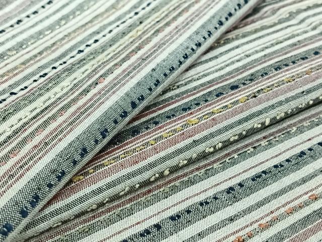 平和屋着物▽上質な紬　単衣　横段文　正絹　逸品　AABG7067jh