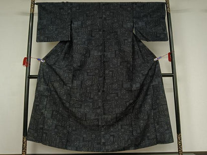 平和屋着物▽上質な紬 単衣 正倉院花文 正絹 逸品 AABG7068jh