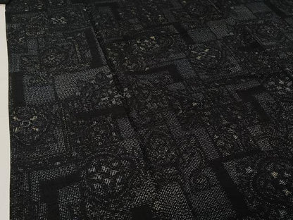 平和屋着物▽上質な紬 単衣 正倉院花文 正絹 逸品 AABG7068jh