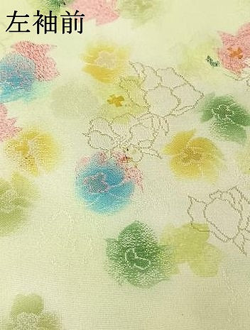 平和屋着物▽上質な小紋 単衣 舞花文 暈し染め 金糸 正絹 逸品 AABG7076jh