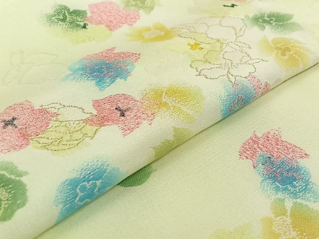 平和屋着物▽上質な小紋 単衣 舞花文 暈し染め 金糸 正絹 逸品 AABG7076jh