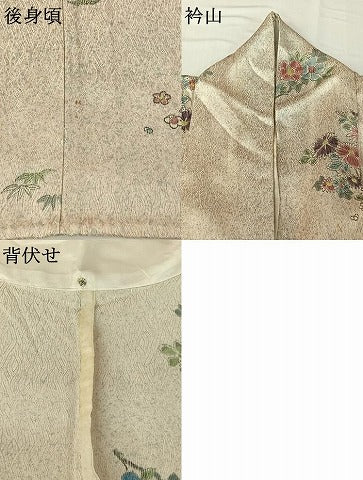 平和屋着物▽上質な小紋 単衣 草花文 正絹 逸品 AABG7077jh